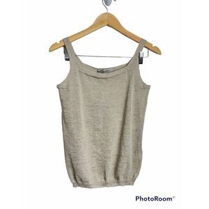 D. Exterior Made in Italy Sparkly Sleeveless Blouse‎ in Color Tan Size Medium